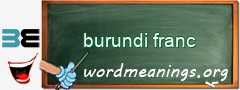 WordMeaning blackboard for burundi franc